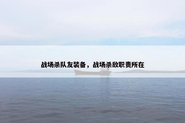 战场杀队友装备，战场杀敌职责所在