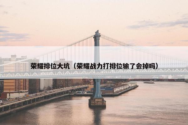 荣耀排位大坑（荣耀战力打排位输了会掉吗）