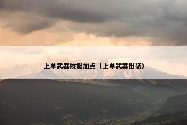 上单武器技能加点（上单武器出装）