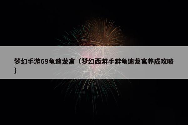 梦幻手游69龟速龙宫（梦幻西游手游龟速龙宫养成攻略）