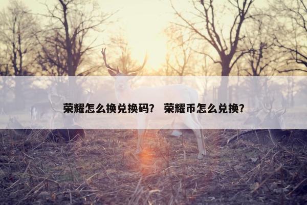 荣耀怎么换兑换码？ 荣耀币怎么兑换？