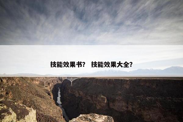 技能效果书？ 技能效果大全？