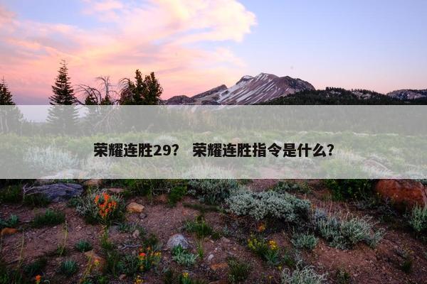荣耀连胜29？ 荣耀连胜指令是什么？