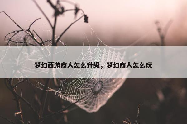 梦幻西游商人怎么升级，梦幻商人怎么玩