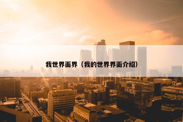 我世界面界（我的世界界面介绍）