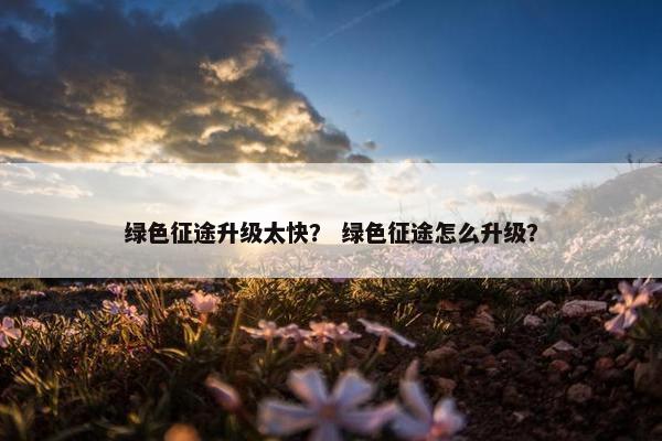绿色征途升级太快？ 绿色征途怎么升级？