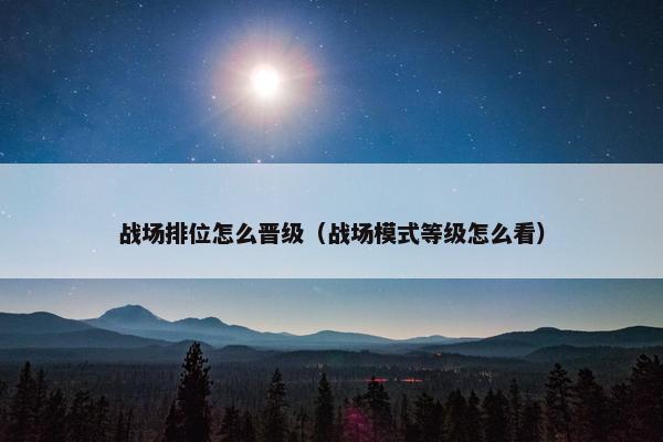 战场排位怎么晋级（战场模式等级怎么看）