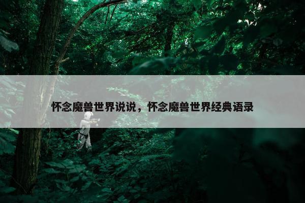 怀念魔兽世界说说，怀念魔兽世界经典语录
