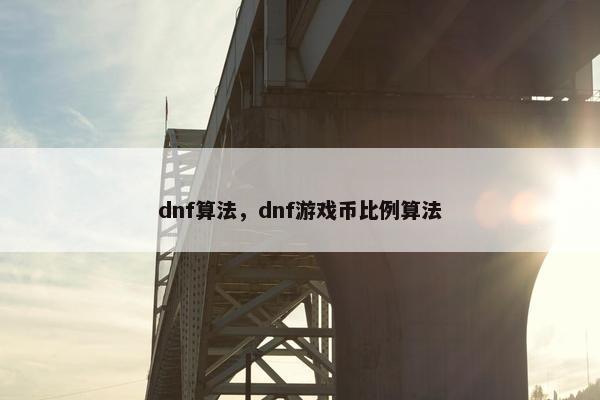dnf算法，dnf游戏币比例算法