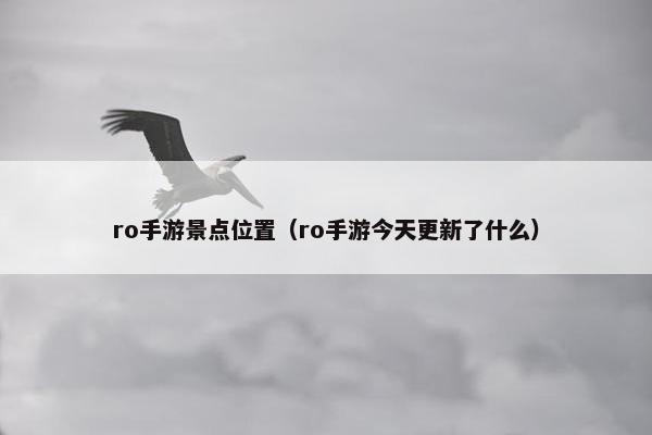 ro手游景点位置（ro手游今天更新了什么）