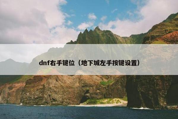 dnf右手键位（地下城左手按键设置）