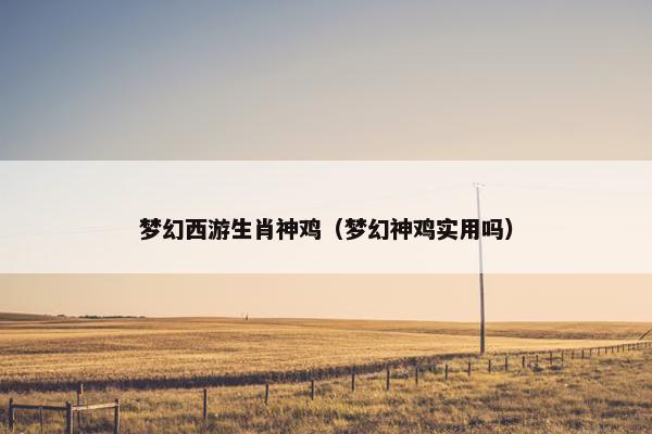 梦幻西游生肖神鸡（梦幻神鸡实用吗）