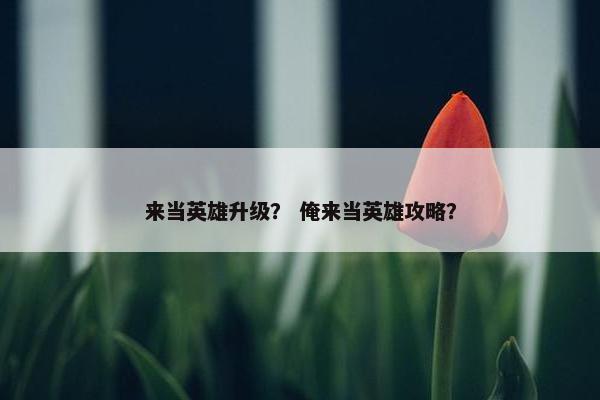 来当英雄升级？ 俺来当英雄攻略？