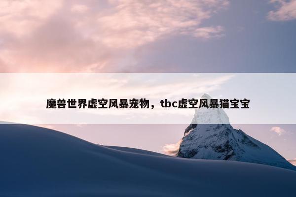 魔兽世界虚空风暴宠物，tbc虚空风暴猫宝宝