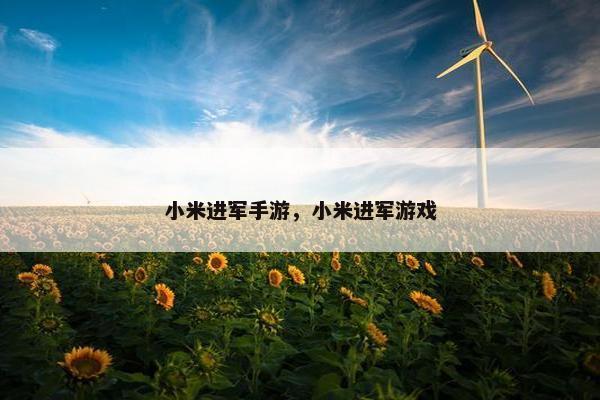 小米进军手游，小米进军游戏