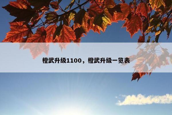 橙武升级1100，橙武升级一览表